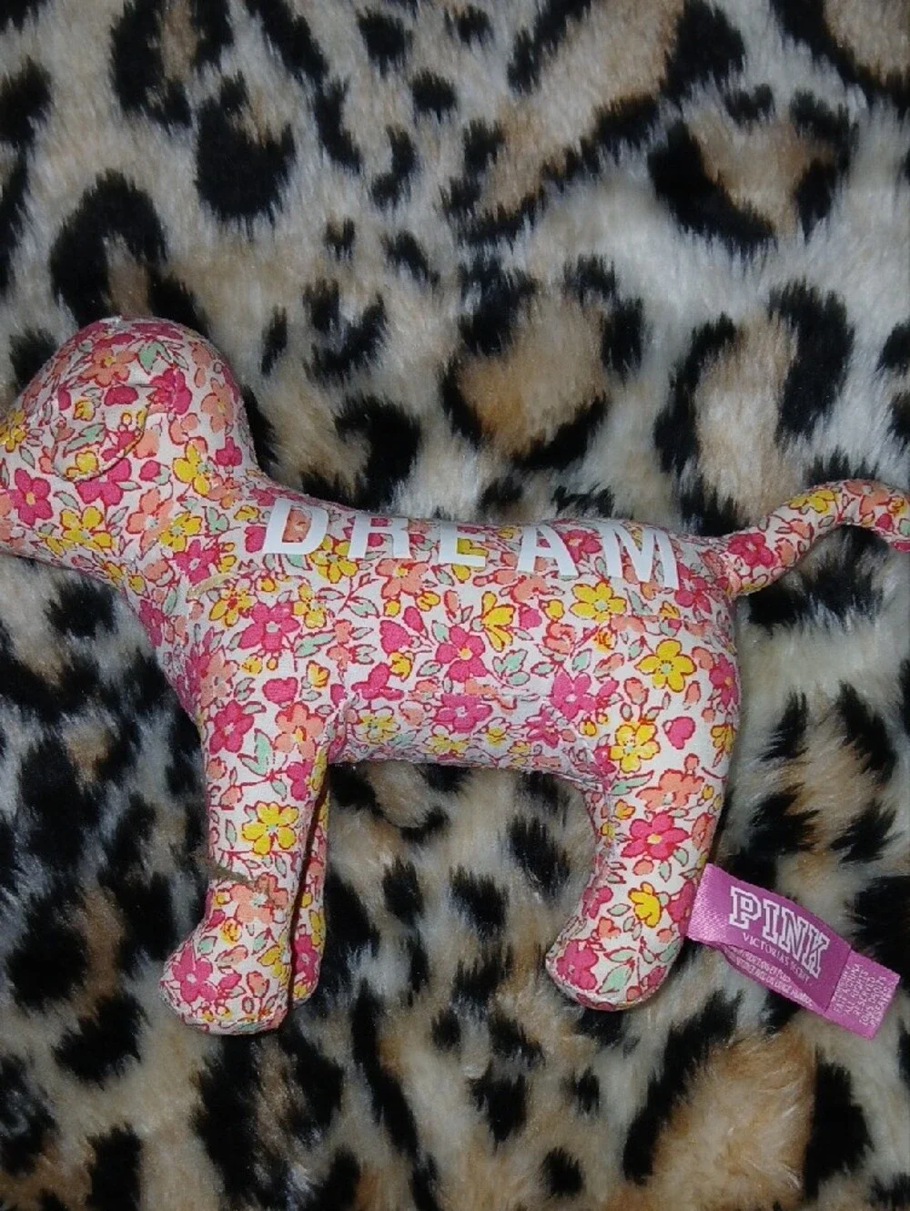 PINK Victoria's Secret Floral & Leopard Plush Dog Toys - Pink & Tan - Picture 3 of 4
